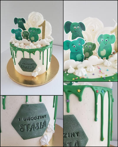 tort 4 zielone słonie